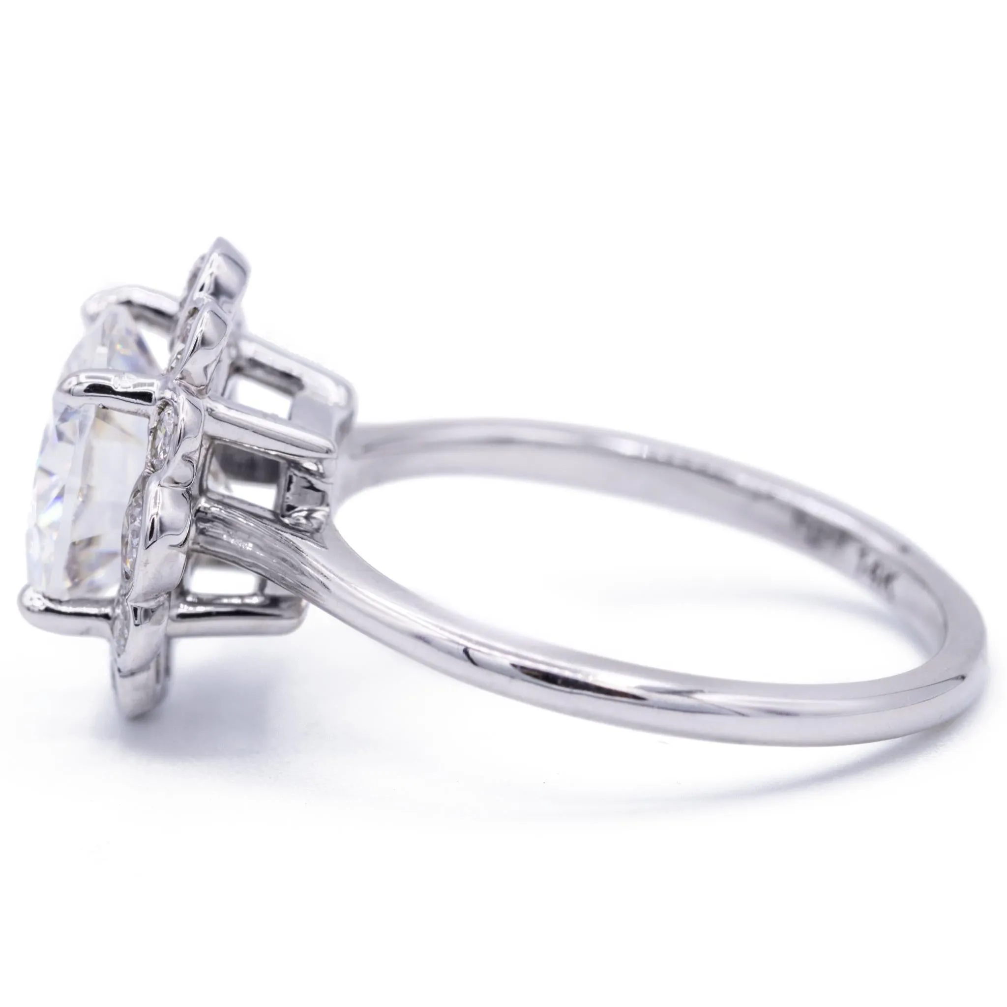 8.5mm Round Center 14KW Diamond Floral Halo Ring