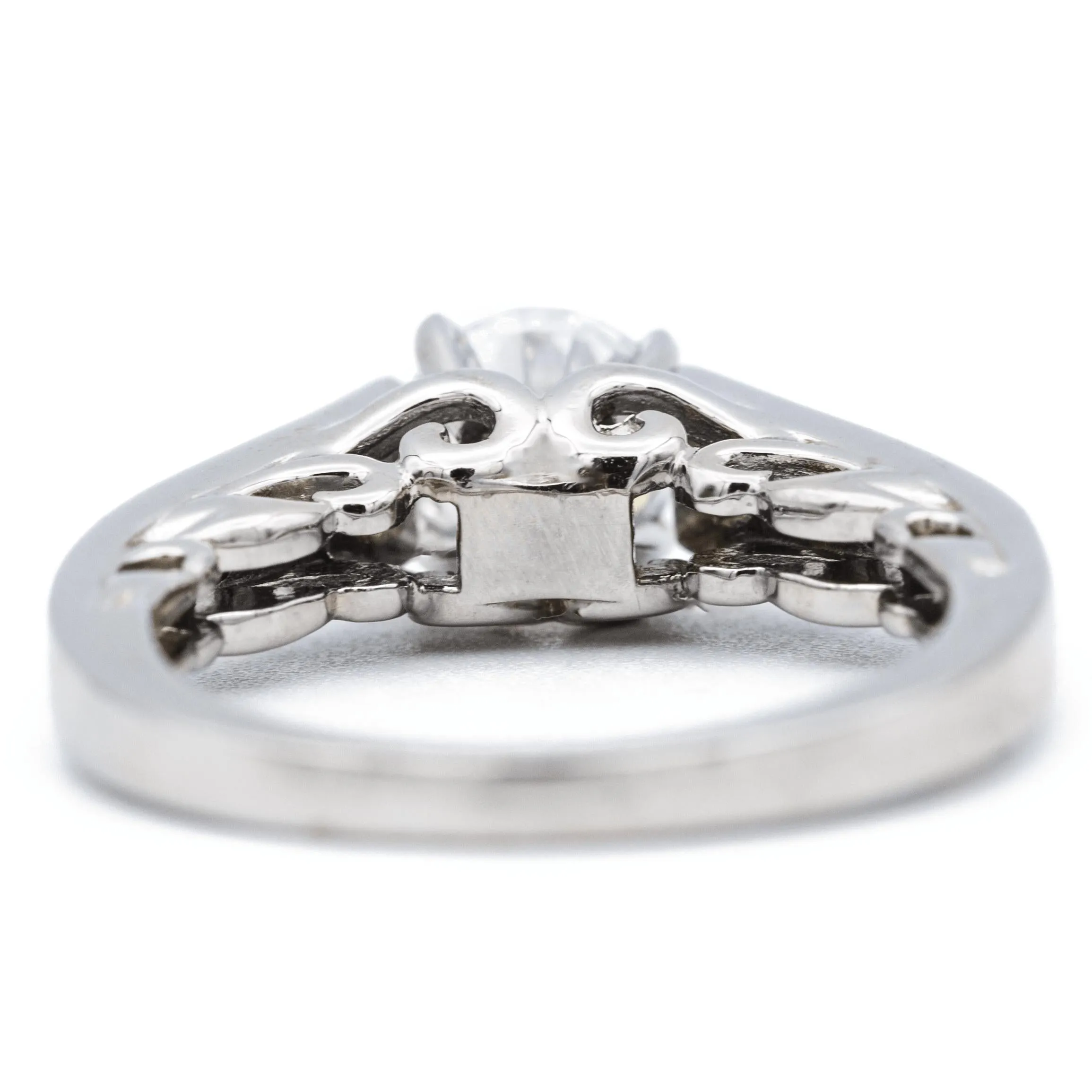 8mm Round Center 14K White Gold 4 Prong Diamond Shank Engagement Ring