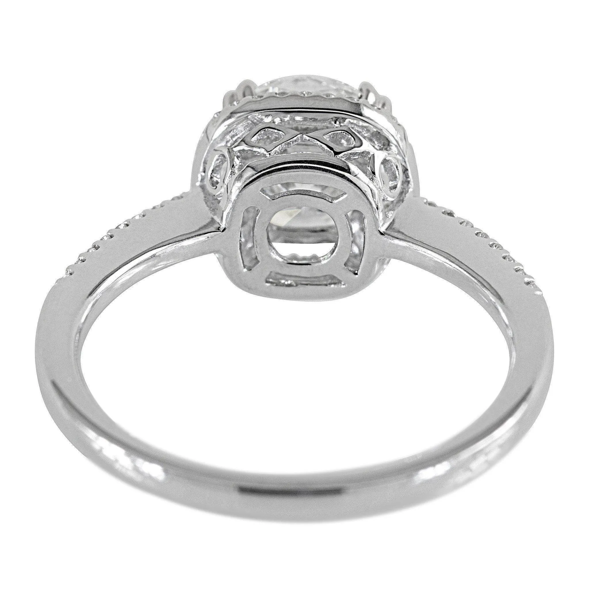8mm Round Center 14K White Gold Diamond Halo Crown Ring