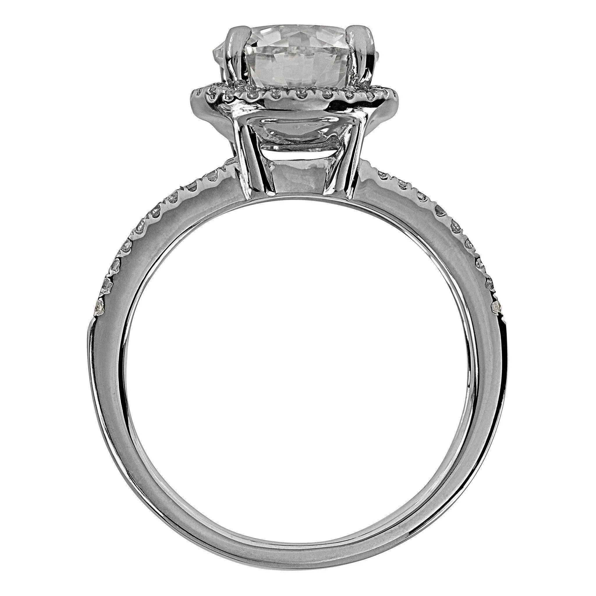 8mm Round Center 14KW Split Shank Diamond Accent Halo Ring