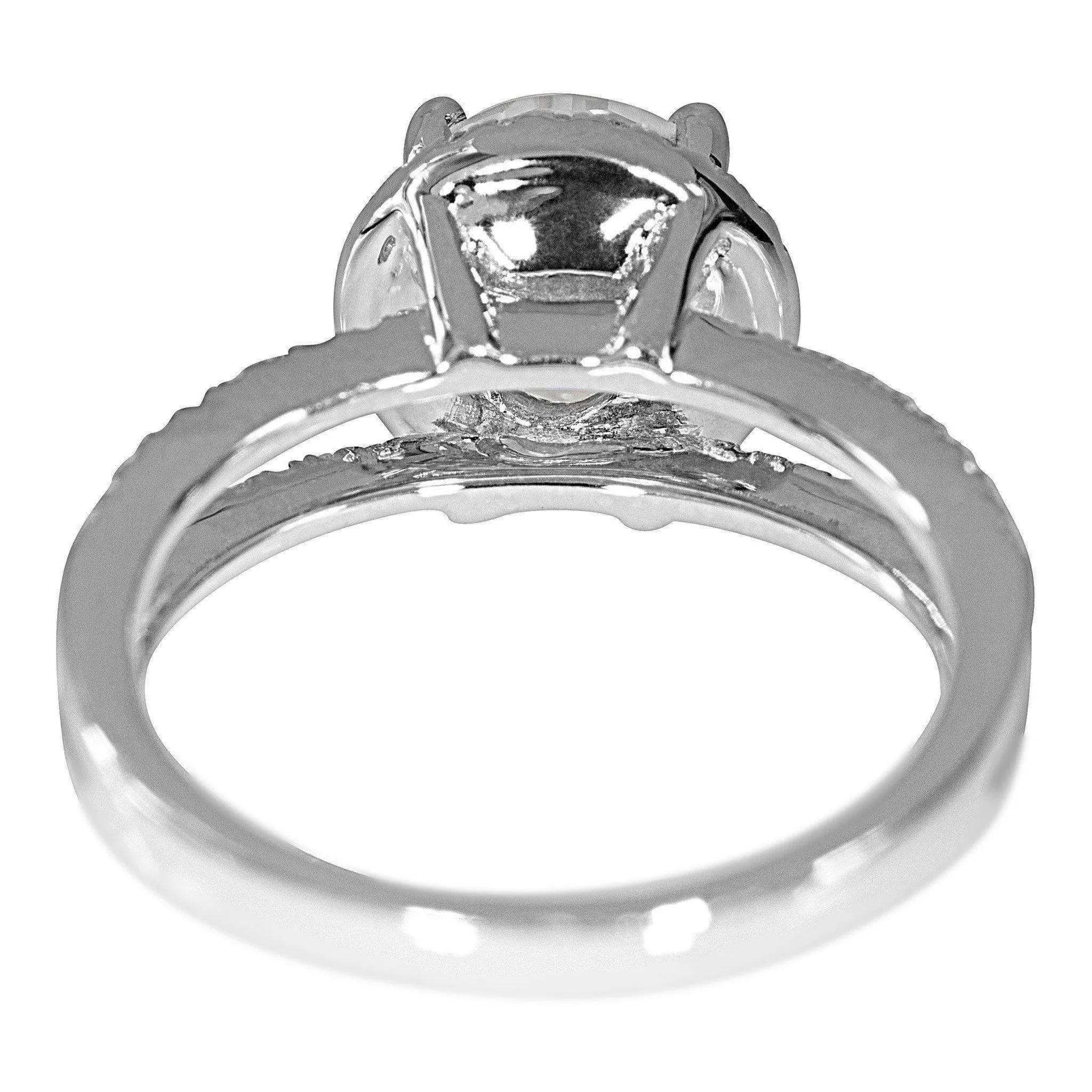 8mm Round Center 14KW Split Shank Diamond Accent Halo Ring