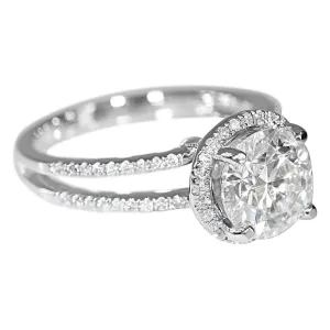 8mm Round Center 14KW Split Shank Diamond Accent Halo Ring