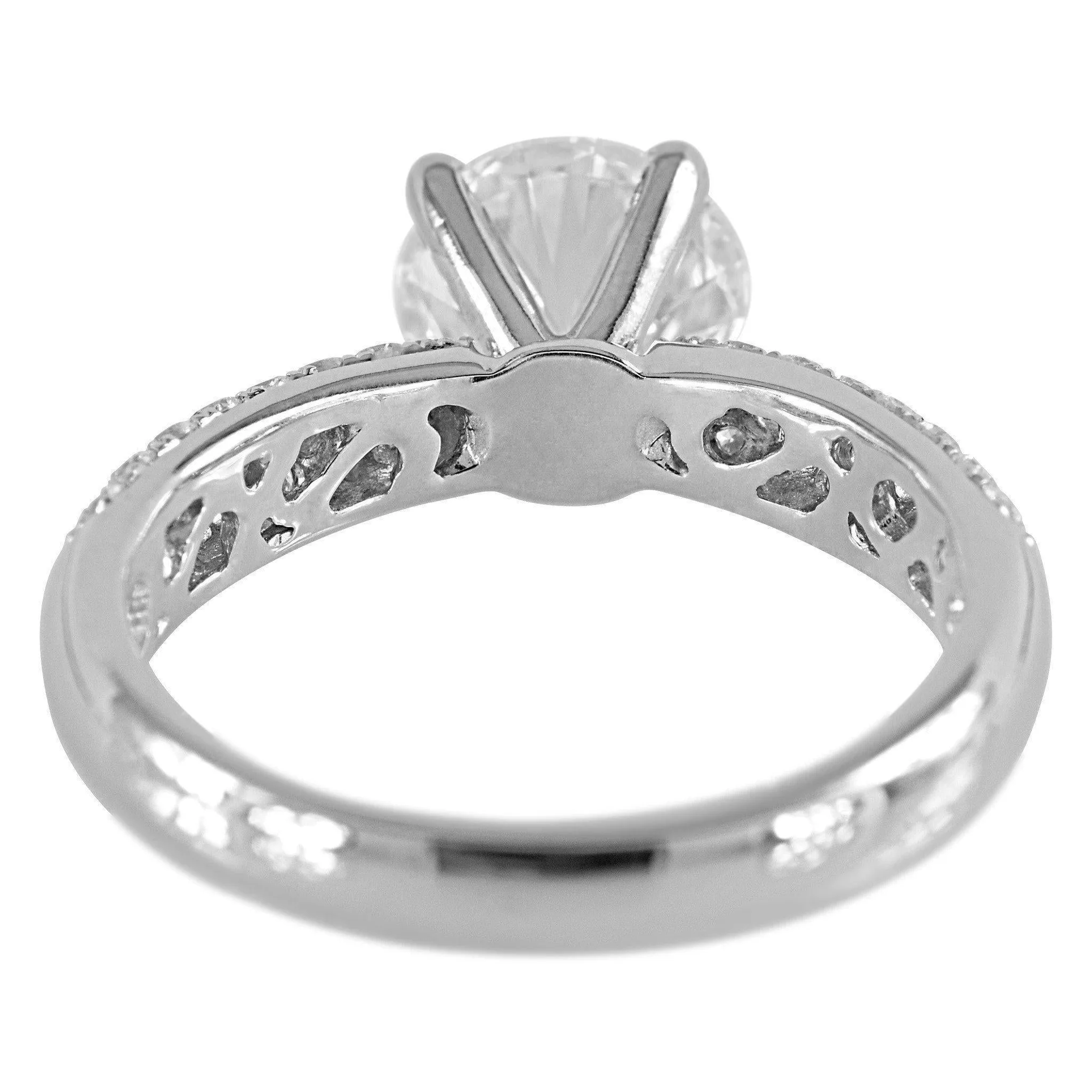 8mm Round Center and Diamond Fire Pave Shoulders 14K White Gold Ring