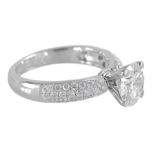 8mm Round Center and Diamond Fire Pave Shoulders 14K White Gold Ring
