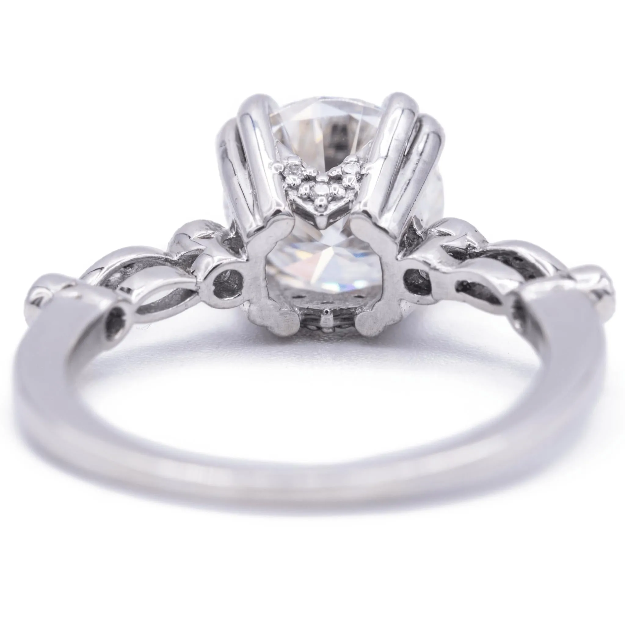 8mm Round Moissanite Milgrain Diamond Bezel 4 Double Prong Ring