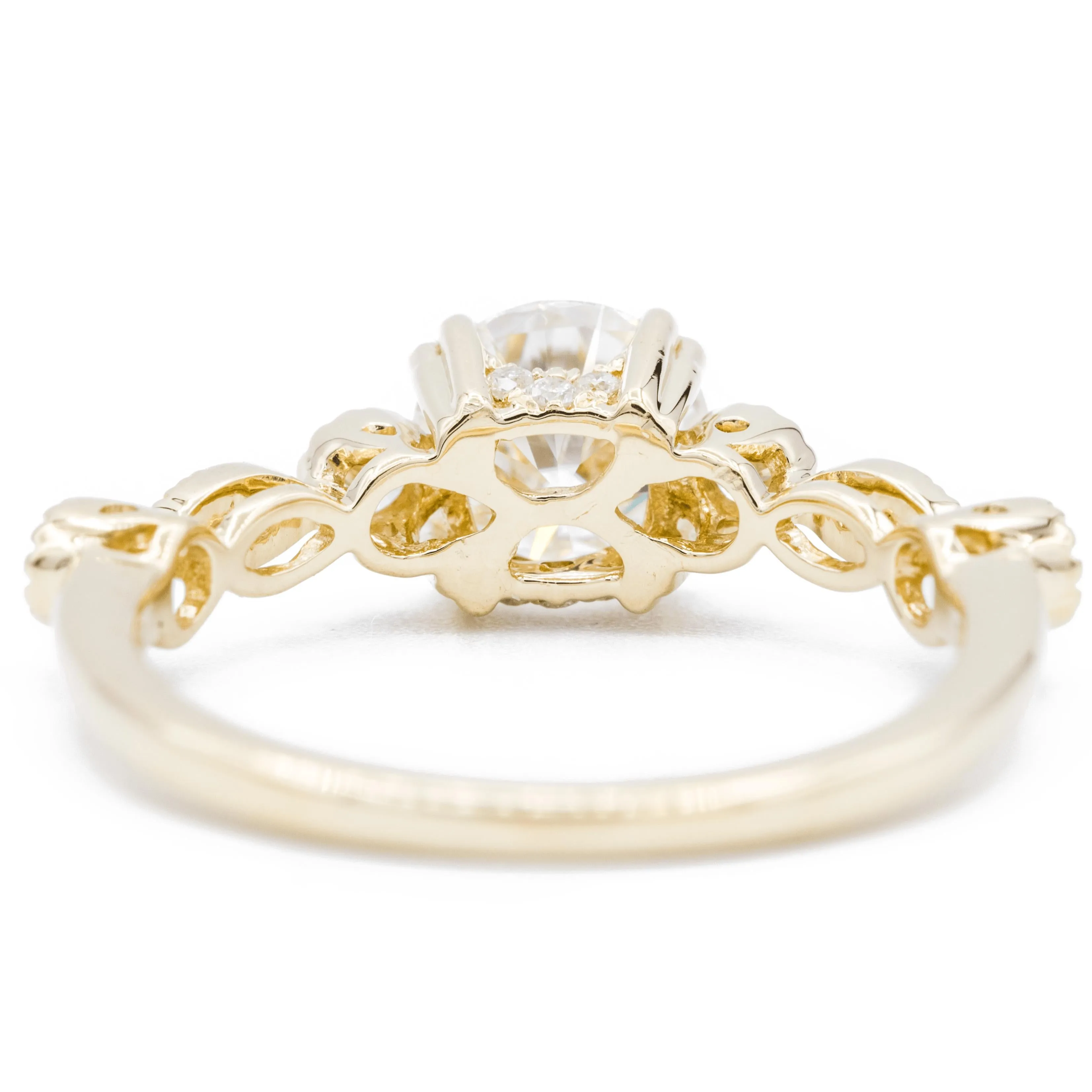 8mm Round Moissanite Milgrain Diamond Bezel 4 Double Prong Ring