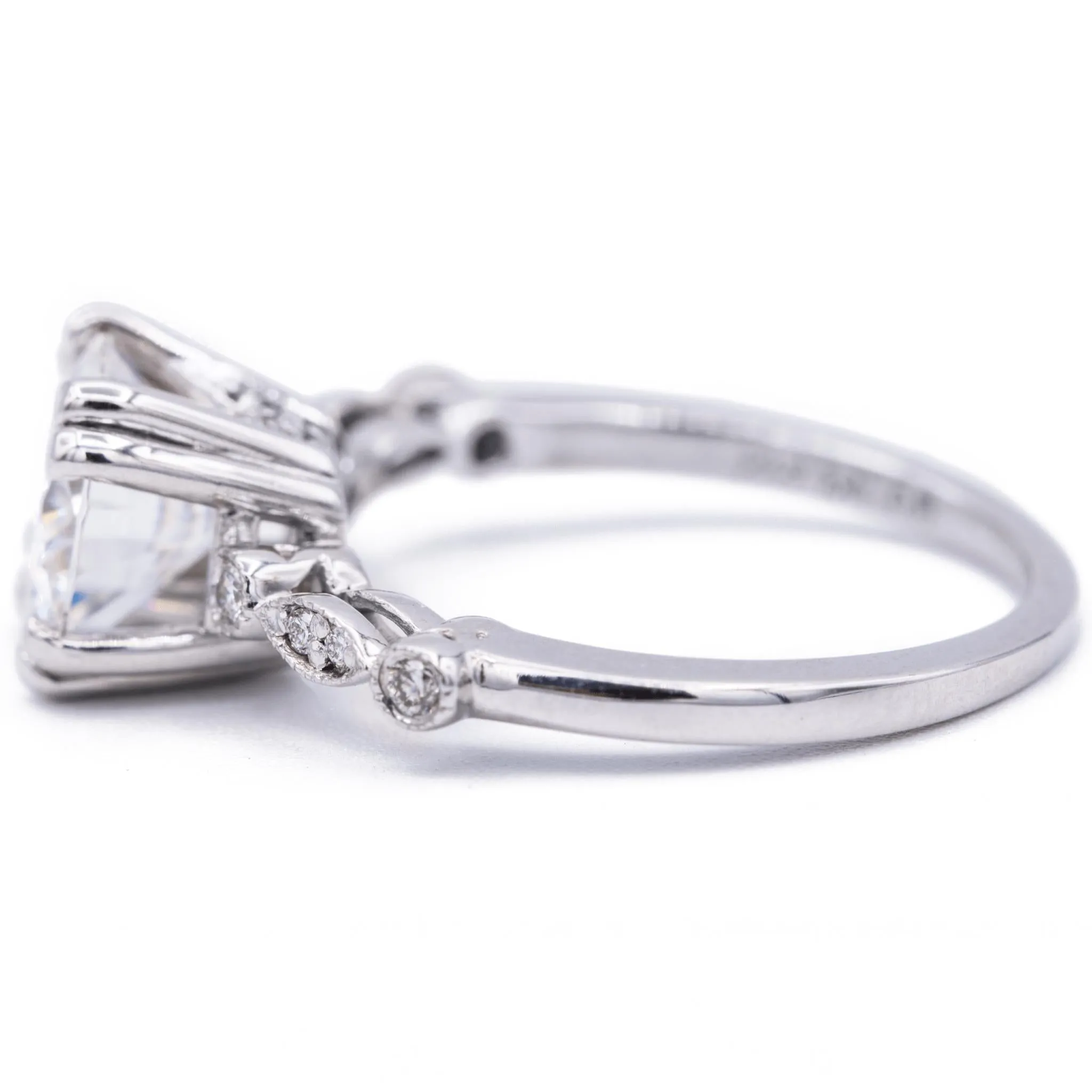 8mm Round Moissanite Milgrain Diamond Bezel 4 Double Prong Ring