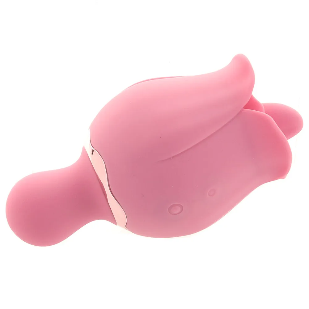 Adam & Eve Eve's Ravishing Clit Flicking Rose Rechargeable Dual-Ended Silicone Vibrator Pink