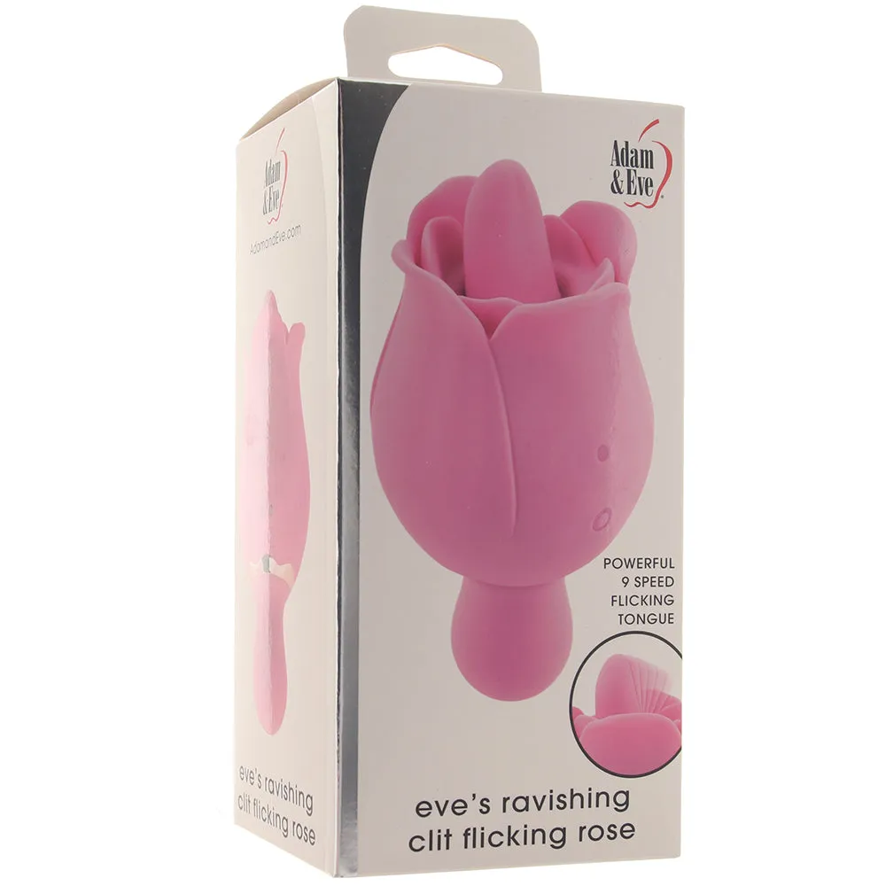 Adam & Eve Eve's Ravishing Clit Flicking Rose Rechargeable Dual-Ended Silicone Vibrator Pink