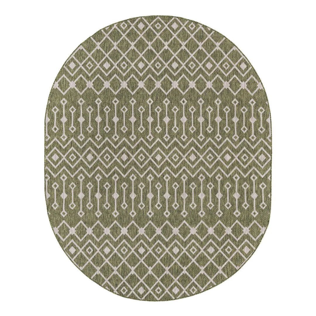 Adley Southwestern Green/Beige Indoor/Outdoor Area Rug Gracie Oaks Rug Size: Oval 5'3" x 8'
