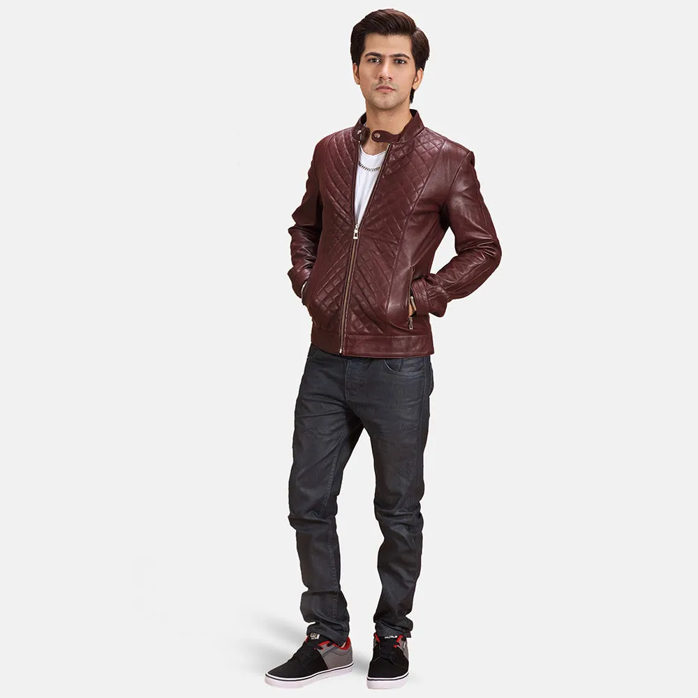 Aesthetic Maroon Leather Jacket