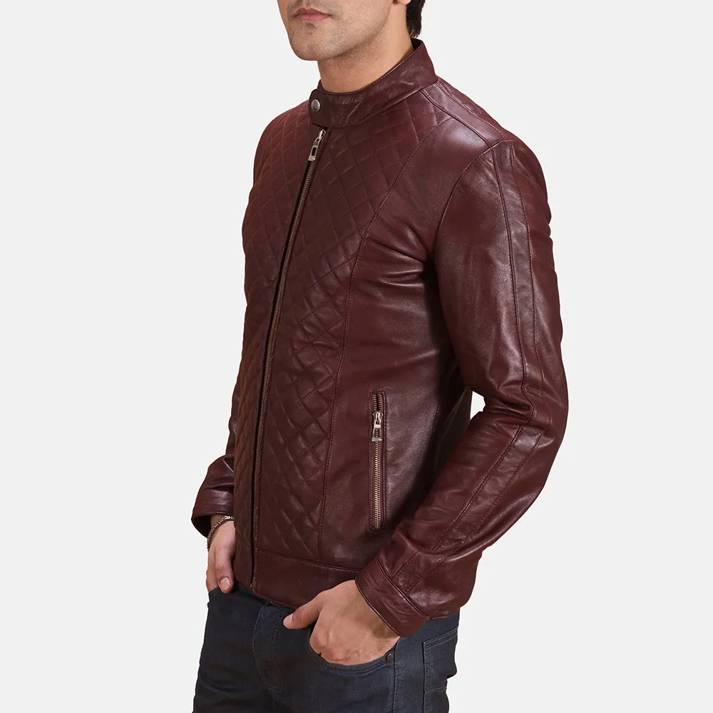 Aesthetic Maroon Leather Jacket