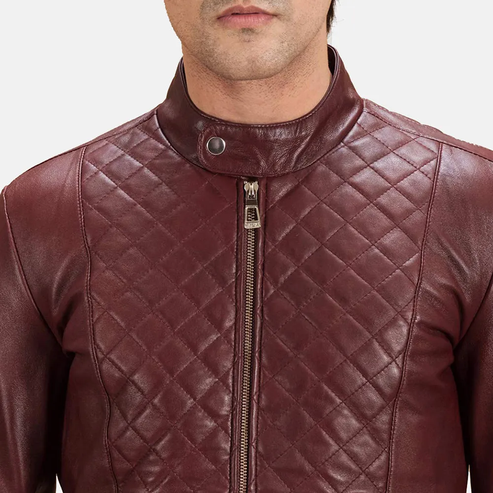 Aesthetic Maroon Leather Jacket