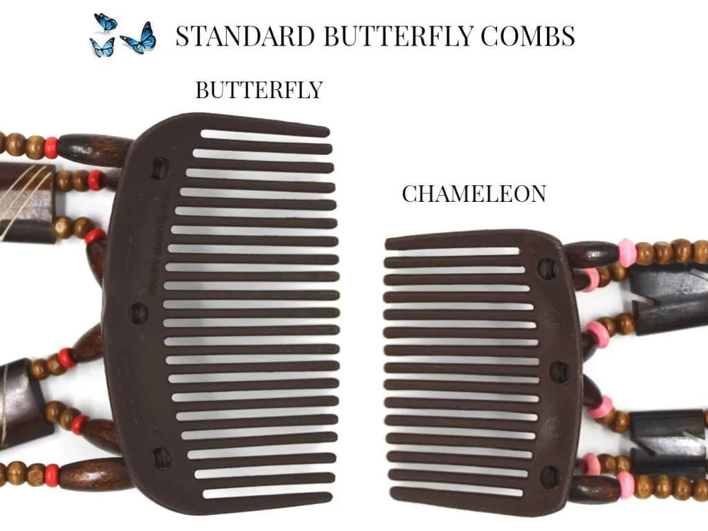 African Butterfly Chameleon Hair Comb - Beada Tube Clear 17