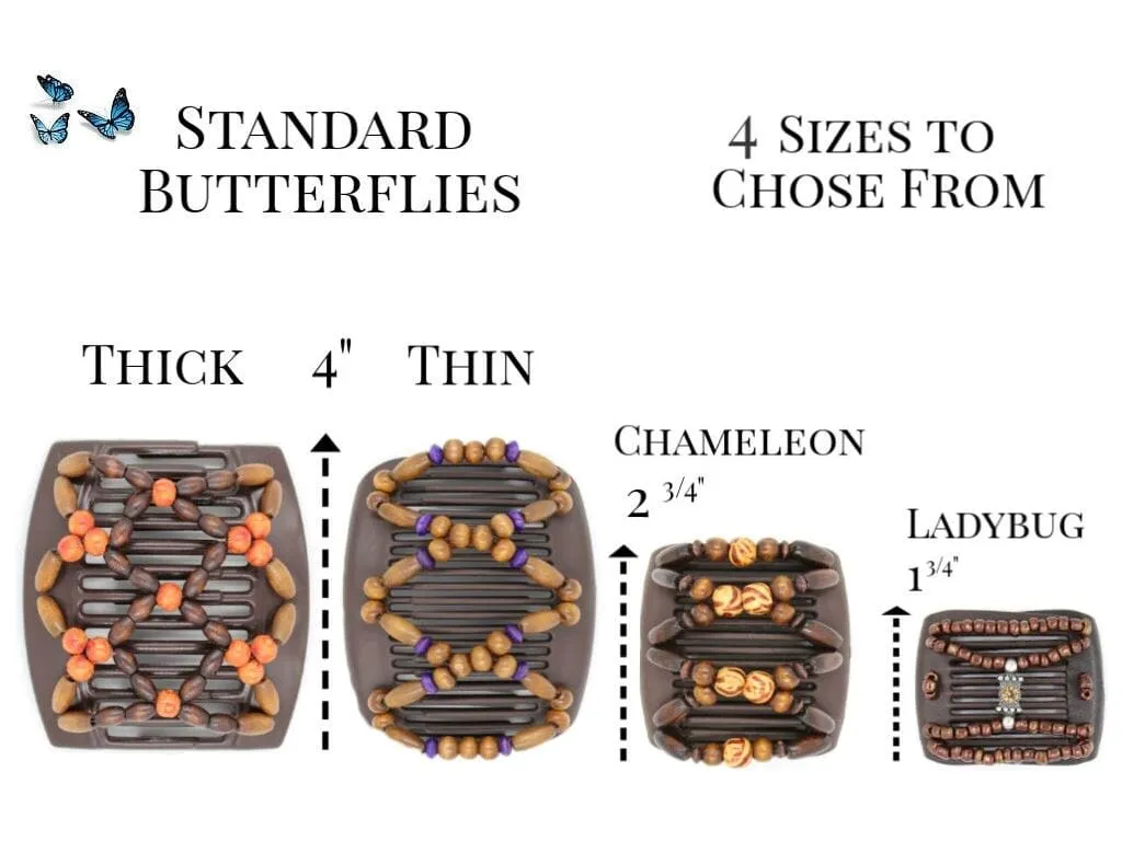 African Butterfly Chameleon Hair Comb - Beada Tube Clear 17