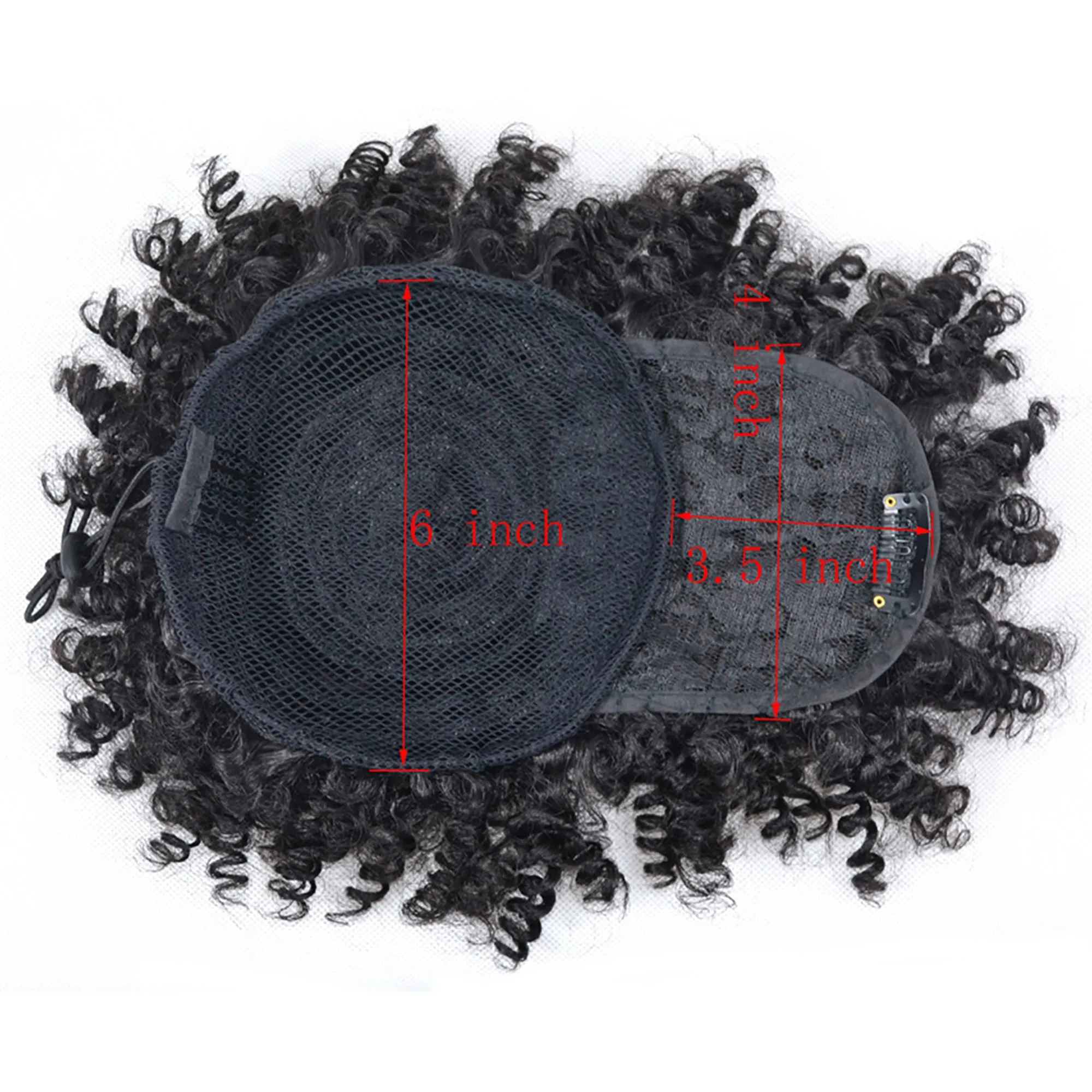Afro High Puff Hair Bun Wig with Bangs Synthetic  Clip in on Wrap Updo Hair Extensions Afro Puff Drawstring Ponytail for Women