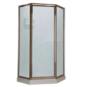 American Standard AMOPQF1.436.006 Prestige Neo-Angle Shower Door in Brushed-Nickel and Hammered Glass