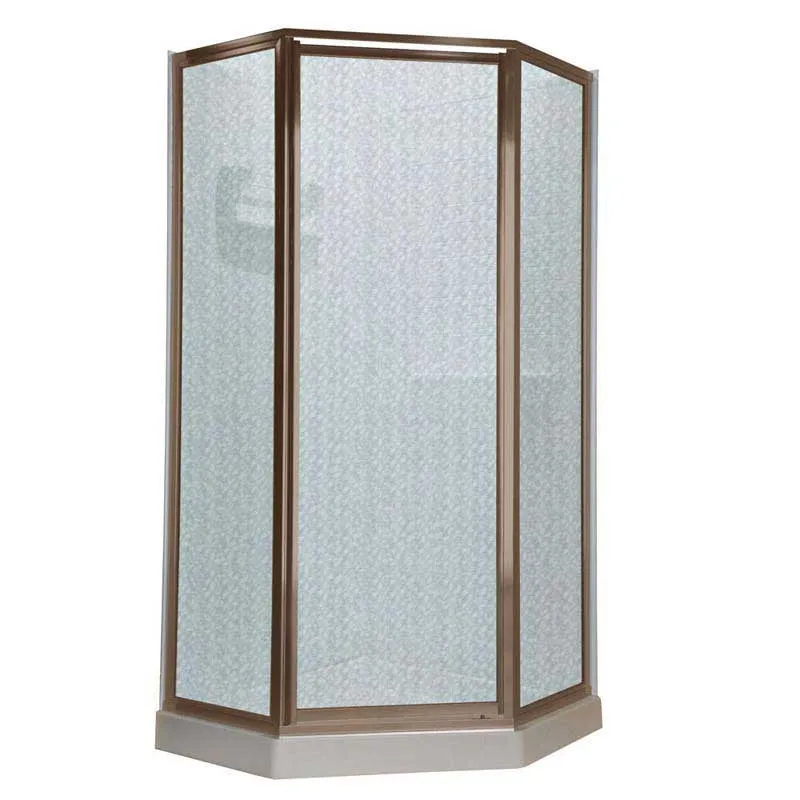 American Standard AMOPQF1.436.006 Prestige Neo-Angle Shower Door in Brushed-Nickel and Hammered Glass