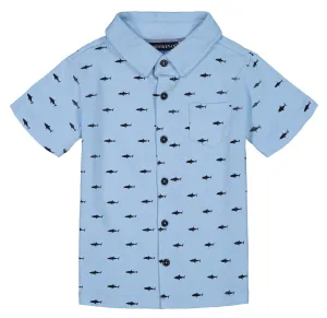 Andy & Evan Blue Knit Shark Print Button Down