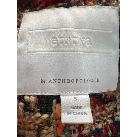 Anthropologie Women's Longline Tweed Jacket Multicolor Size S Oversized
