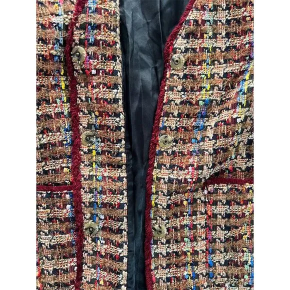 Anthropologie Women's Longline Tweed Jacket Multicolor Size S Oversized