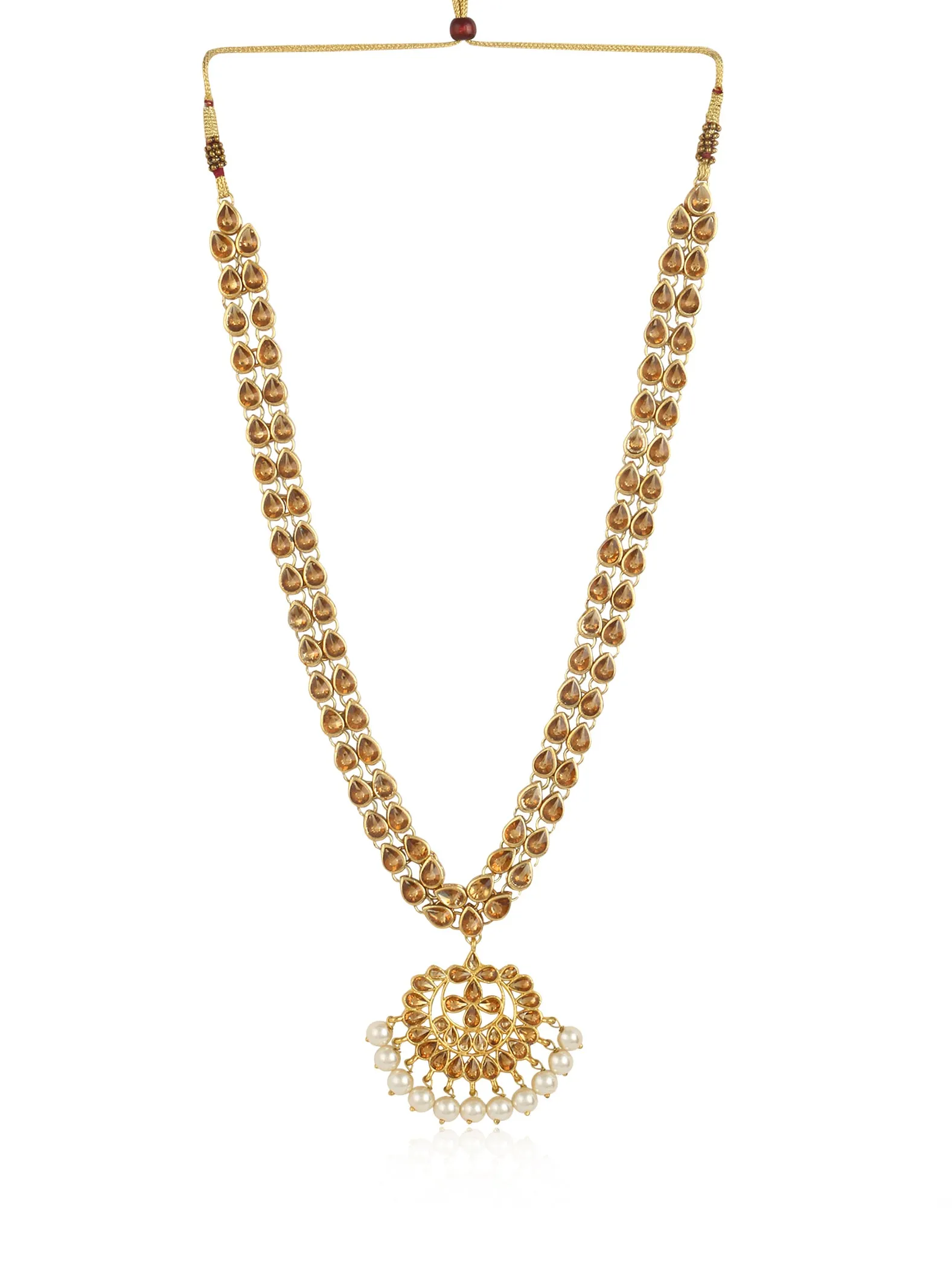Antique Rani Haar Kundan White Pearl Drop Necklace Set