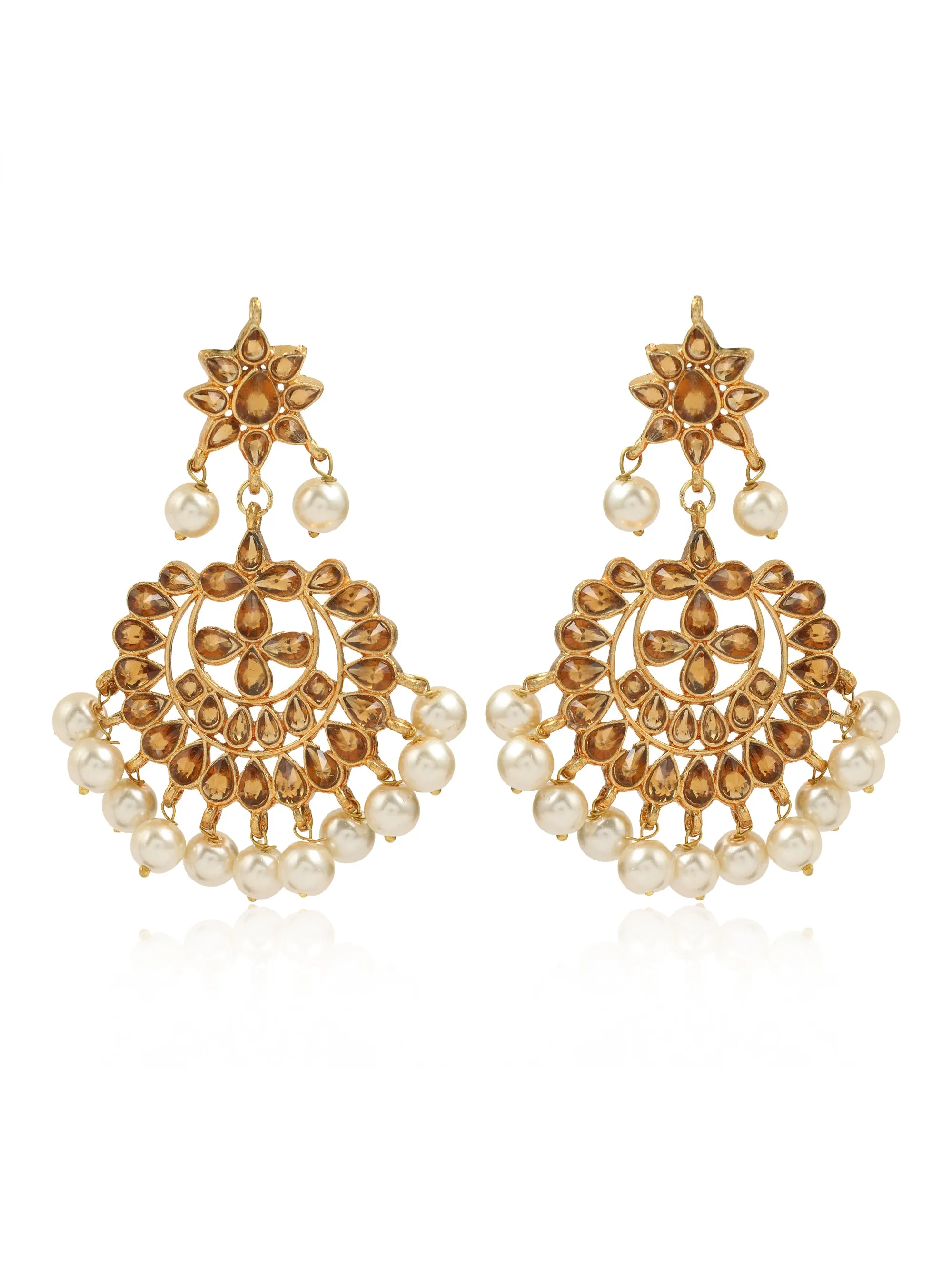 Antique Rani Haar Kundan White Pearl Drop Necklace Set