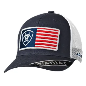 Ariat Navy/White Ballcap with Ariat USA Flag Patch