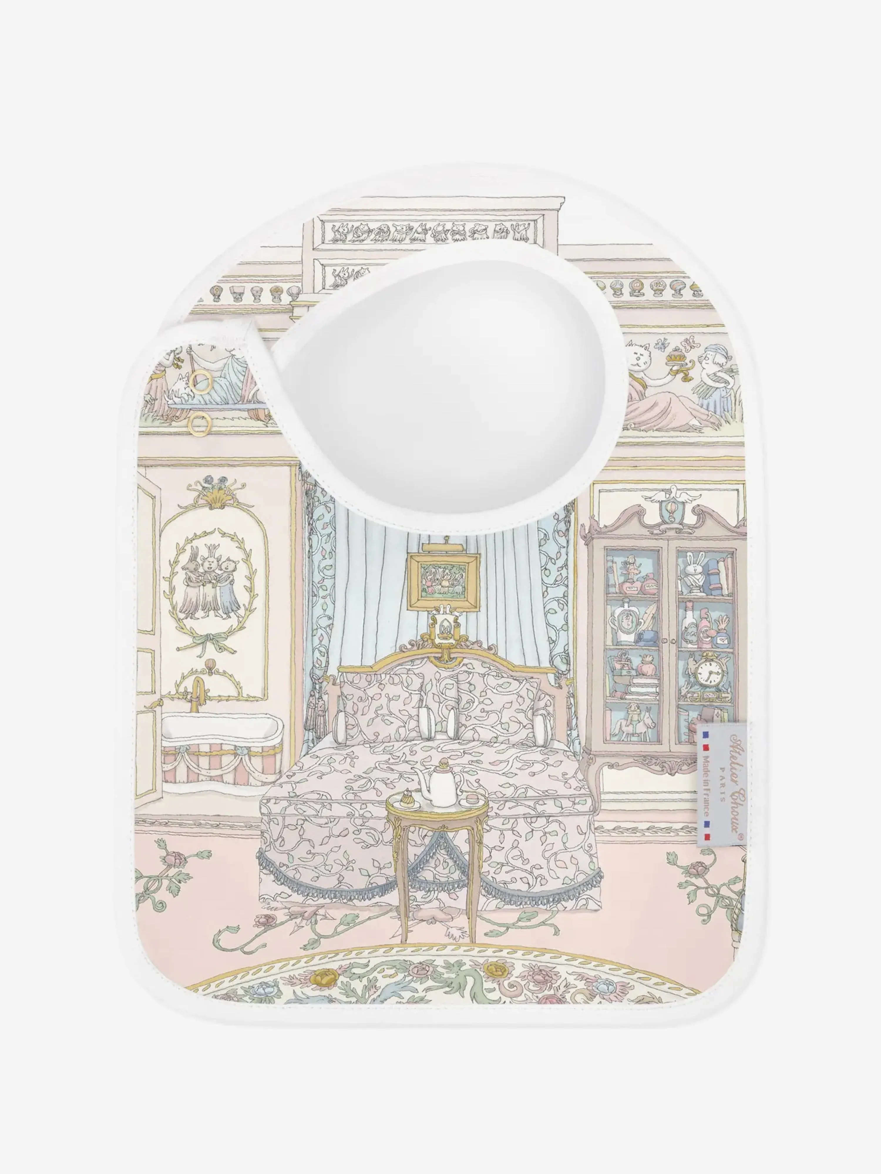 Atelier Choux Baby French Bedroom Carré and Satin Bib Set in Multicolour