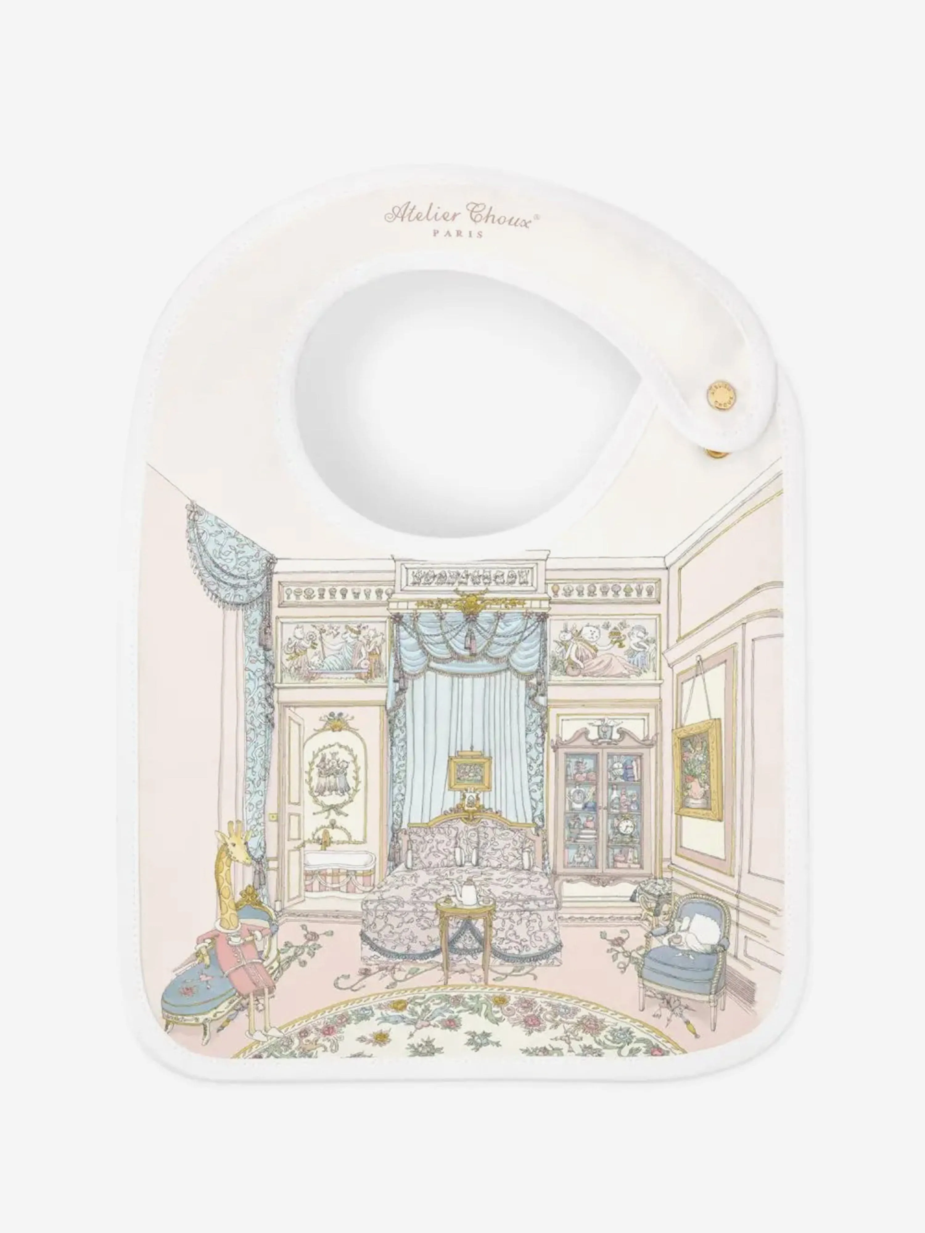 Atelier Choux Baby French Bedroom Carré and Satin Bib Set in Multicolour