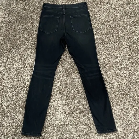 Athleta Sculptek Metallic Stripe Jean Carbon Wash Ultra High Rise Size 8
