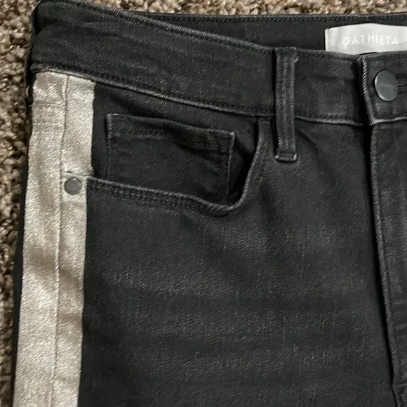 Athleta Sculptek Metallic Stripe Jean Carbon Wash Ultra High Rise Size 8