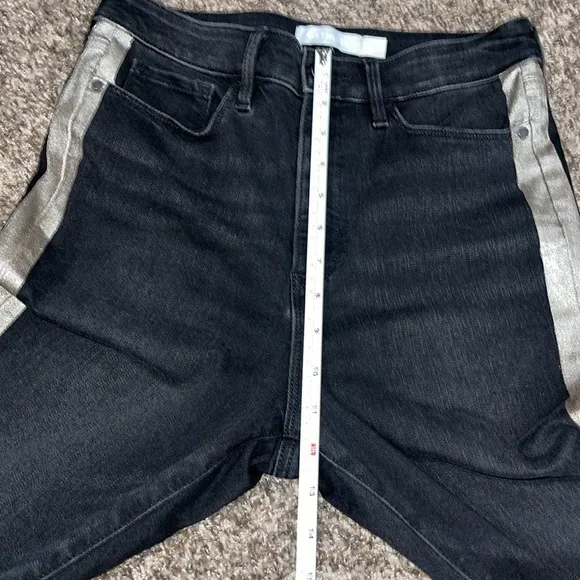 Athleta Sculptek Metallic Stripe Jean Carbon Wash Ultra High Rise Size 8