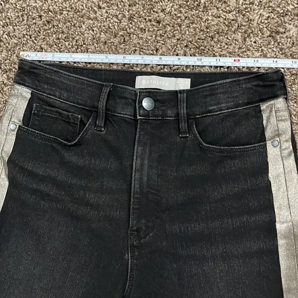 Athleta Sculptek Metallic Stripe Jean Carbon Wash Ultra High Rise Size 8