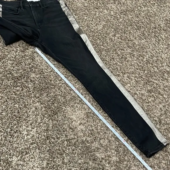 Athleta Sculptek Metallic Stripe Jean Carbon Wash Ultra High Rise Size 8