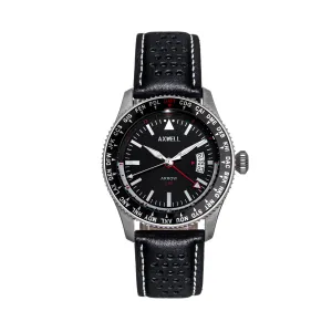 Axwell Arrow Leather-Band Watch w/Date