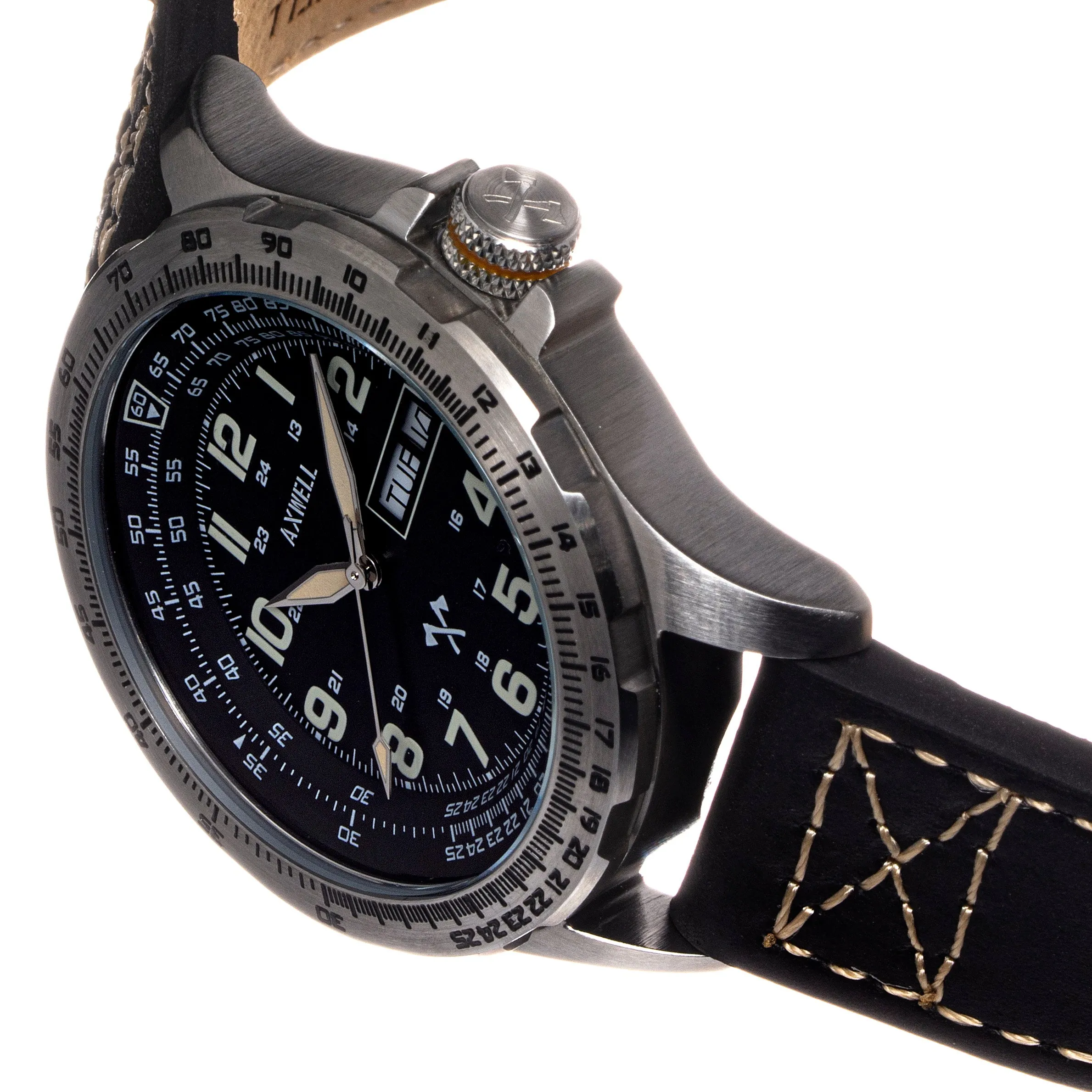 Axwell Blazer Leather Strap Watch