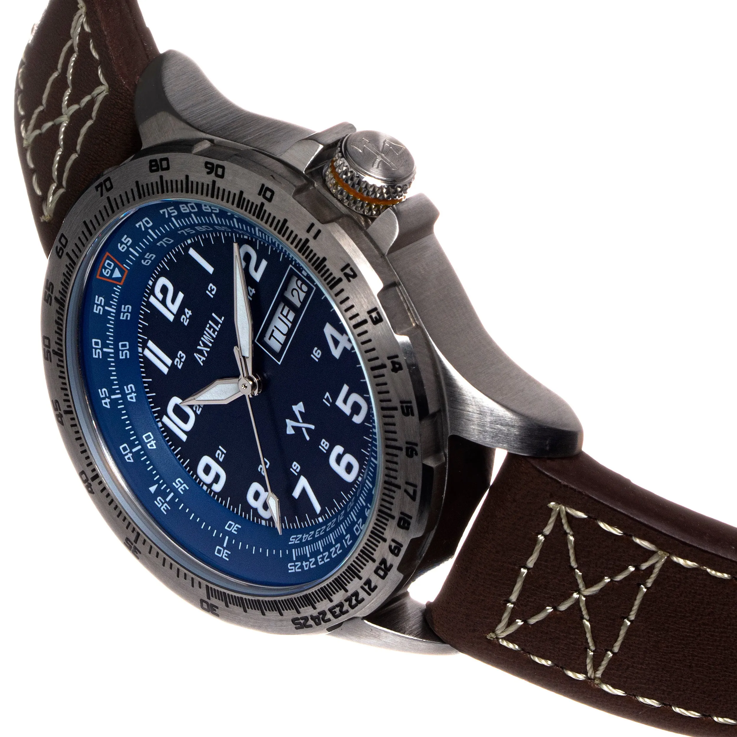 Axwell Blazer Leather Strap Watch