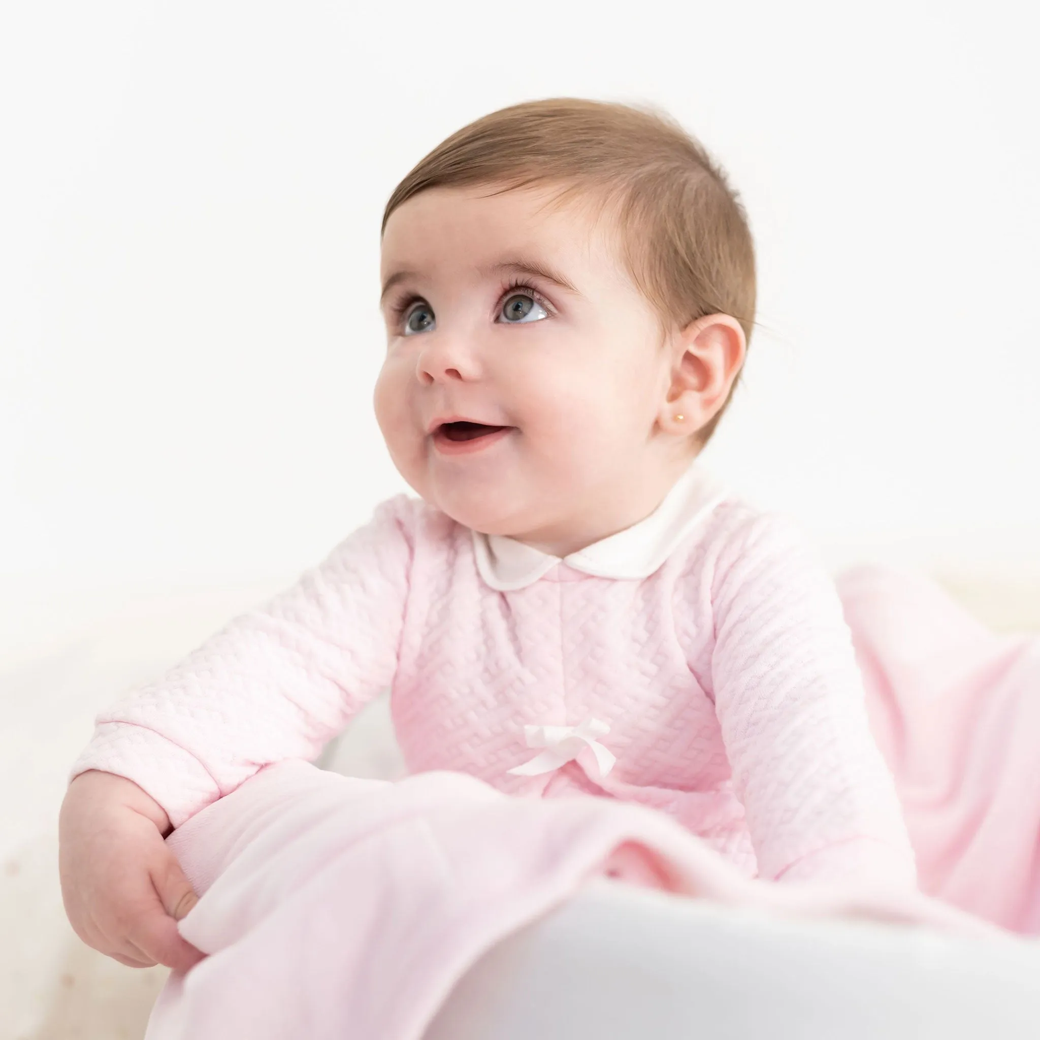 Baby Girls Quilted Sleepsuit - Pink - Tutto Piccolo