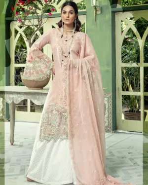 Baby Pink Long Shirt with Bell Bottom Sleeves Lawn dress - L1508