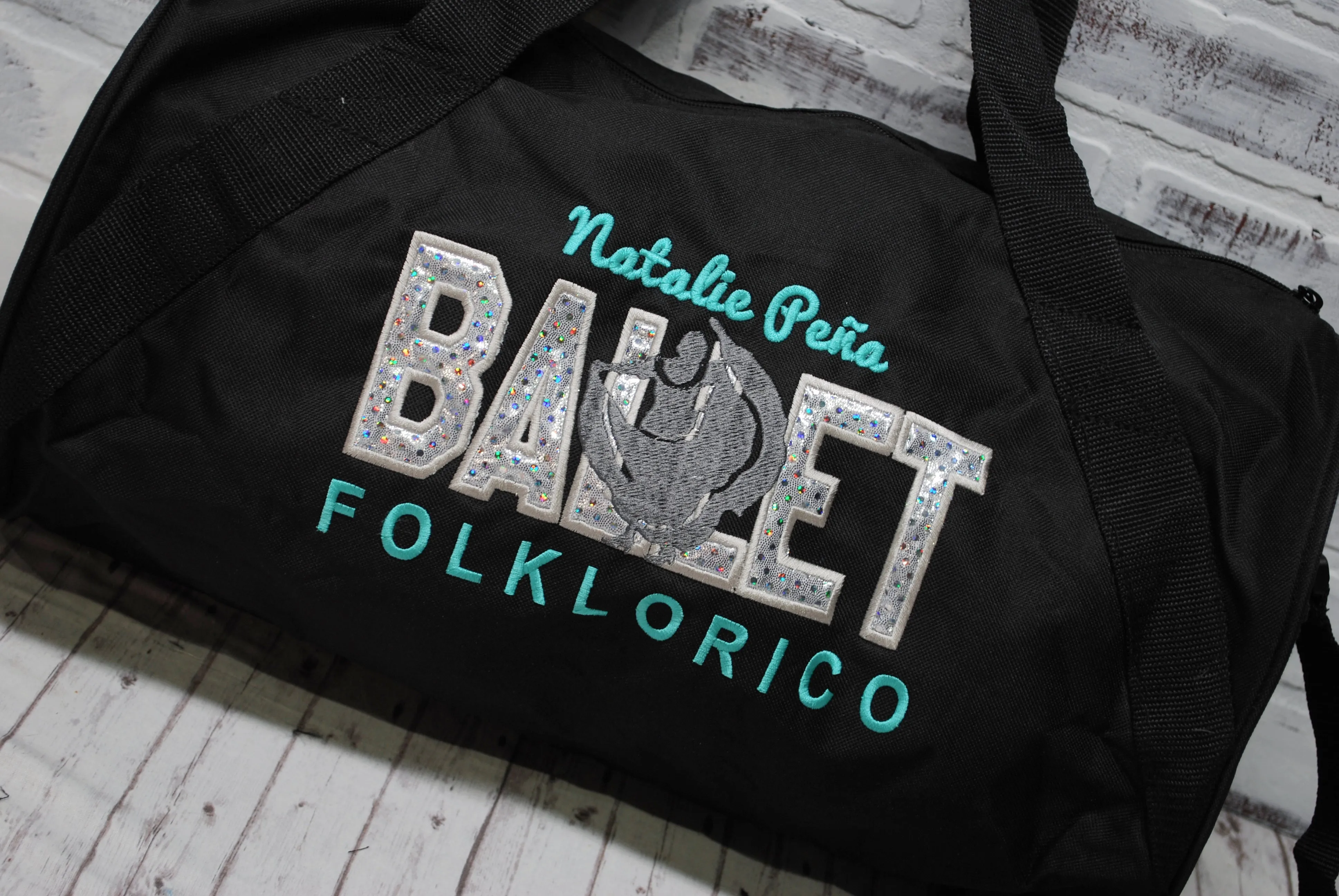 Ballet Folklorico Silver and Teal Personalized Tote or Duffle Bag