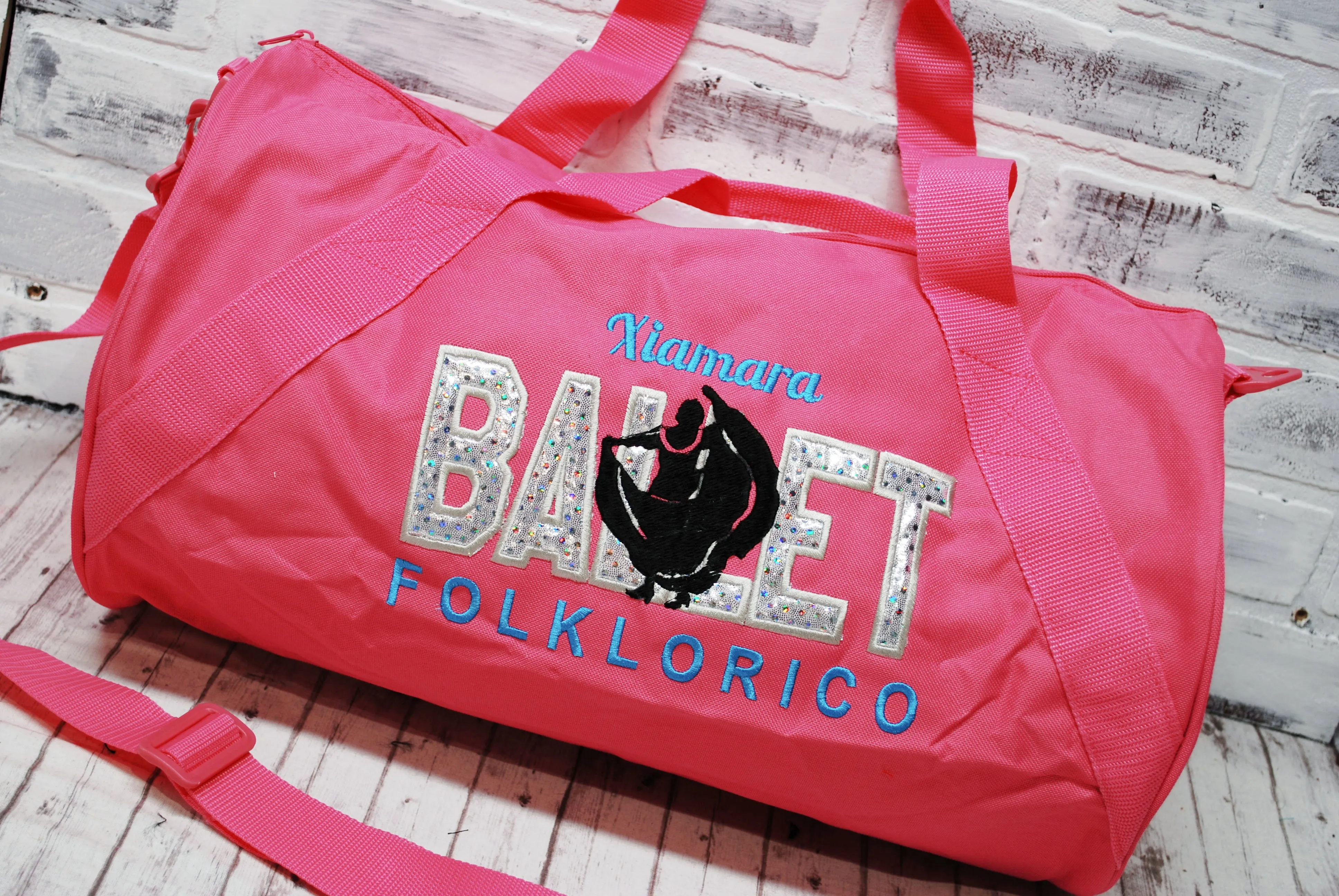 Ballet Folklorico Silver and Teal Personalized Tote or Duffle Bag