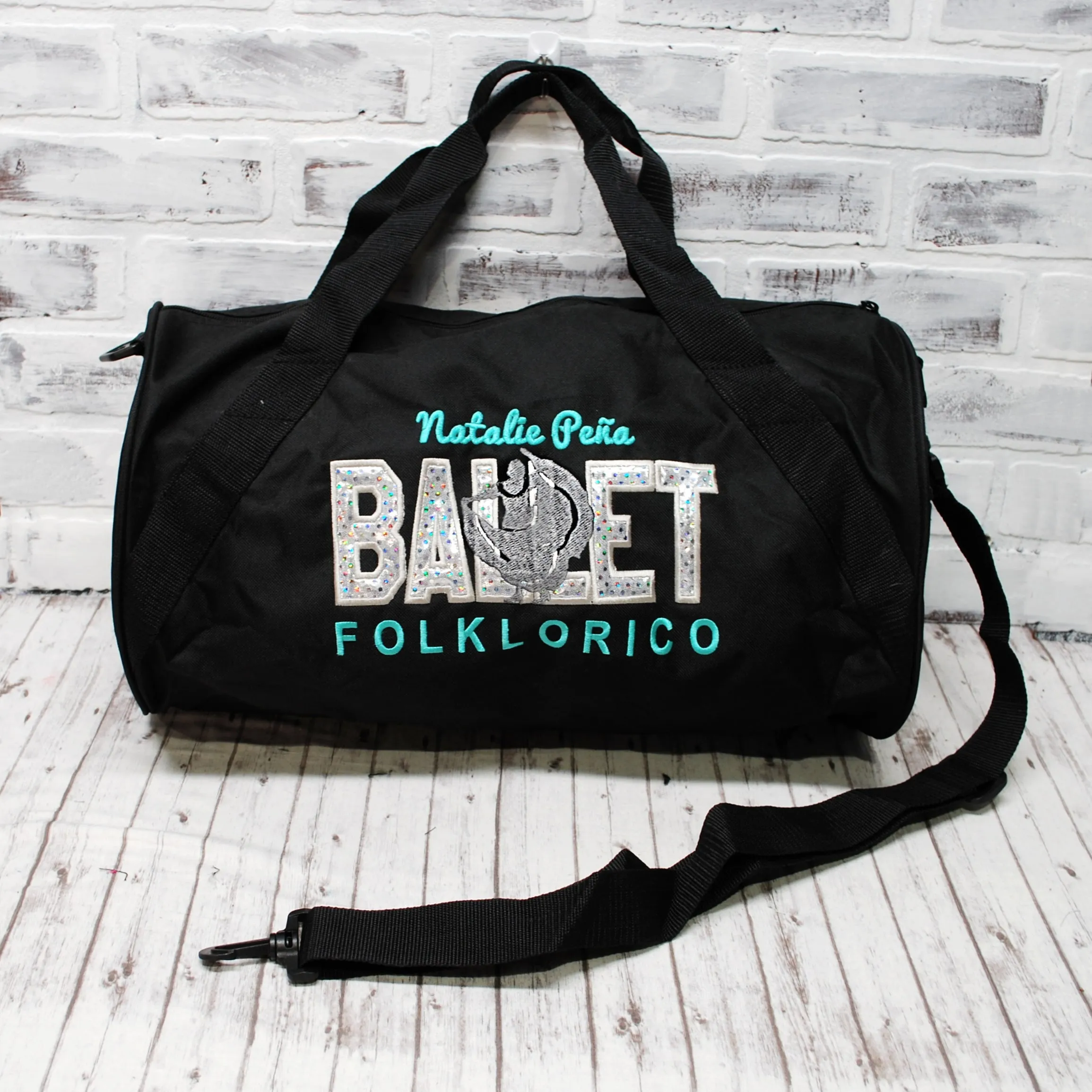 Ballet Folklorico Silver and Teal Personalized Tote or Duffle Bag