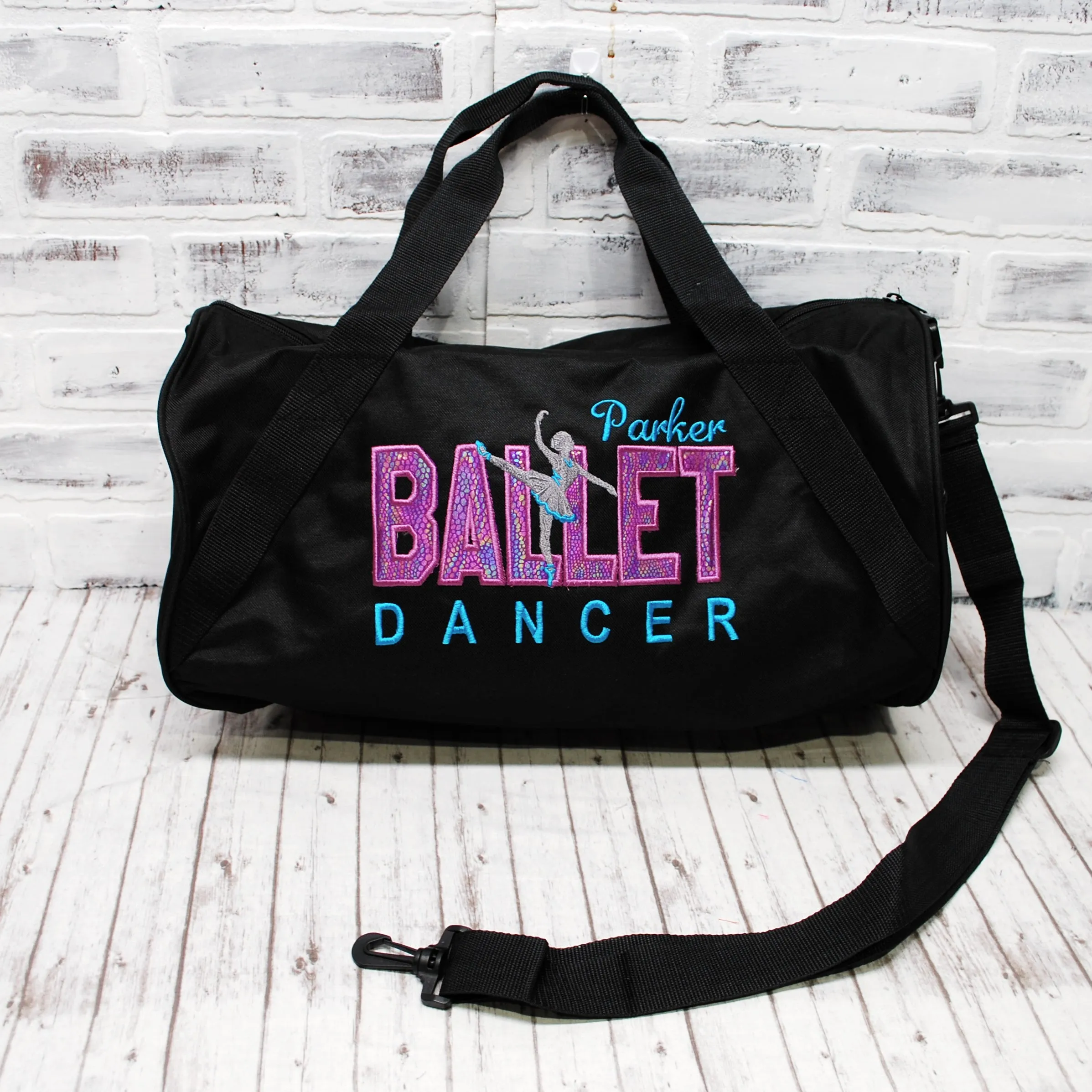 Ballet Fushia Purple Personalized Tote or Duffle Bag