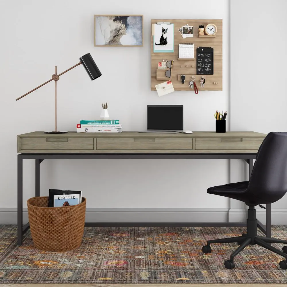 Banting Mid Century Wide Desk in Rubberwood
