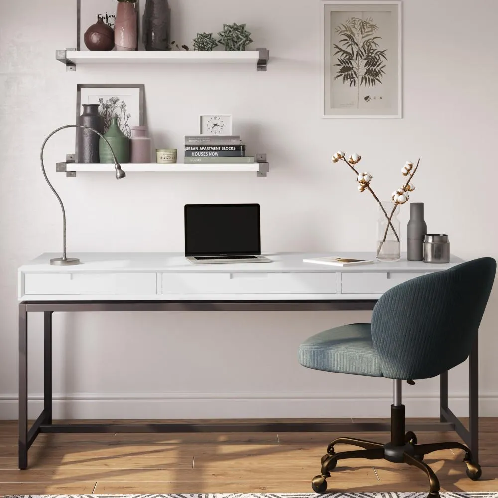 Banting Mid Century Wide Desk in Rubberwood