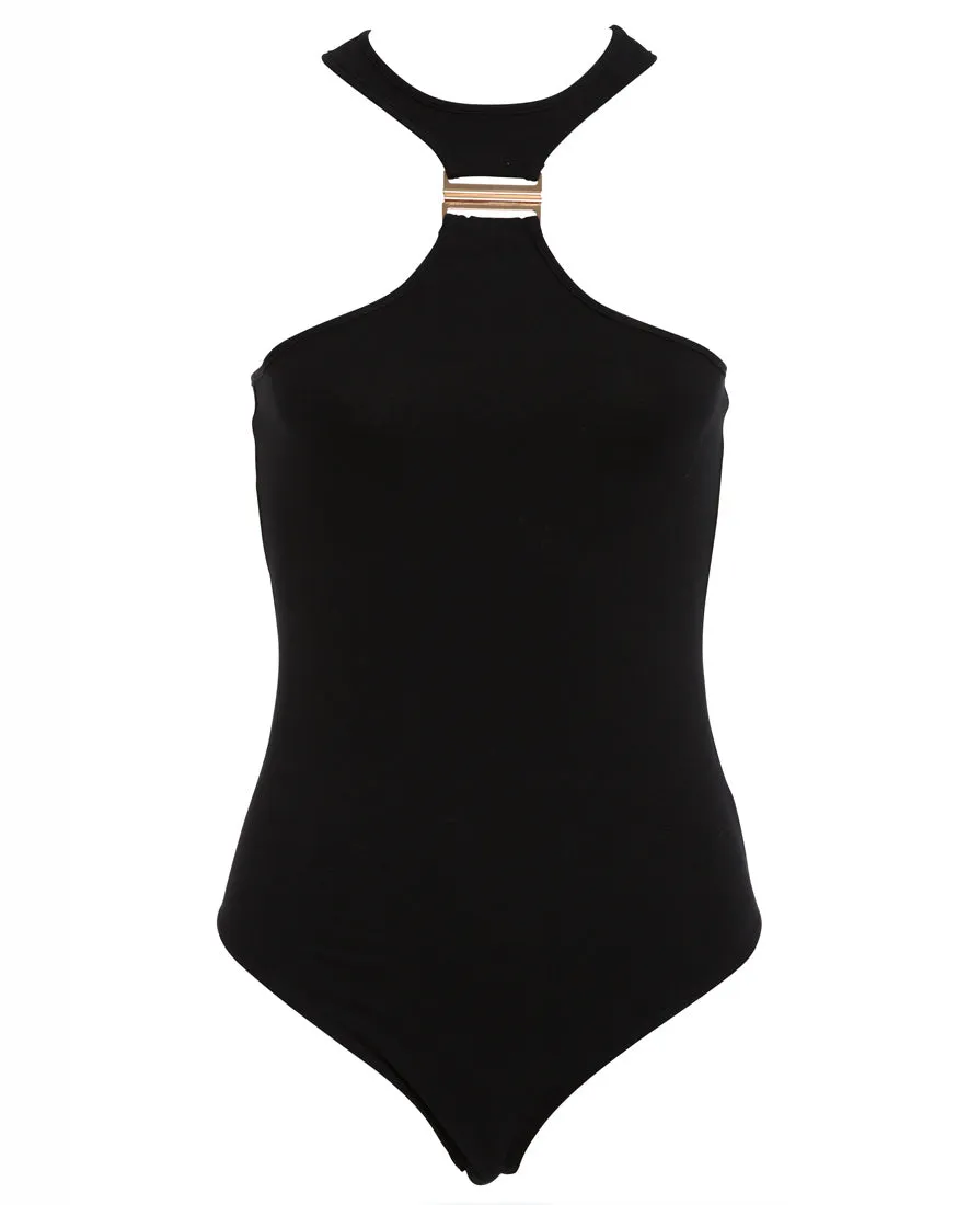 Bardot Gold Detail Collar Bodysuit