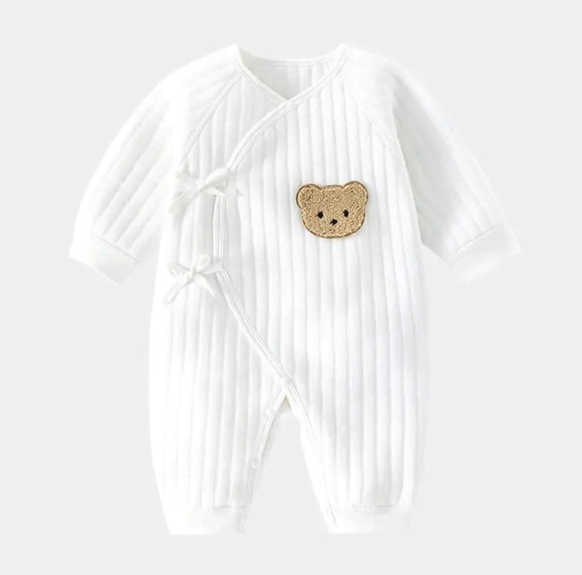 Bear emblem wrap baby romper