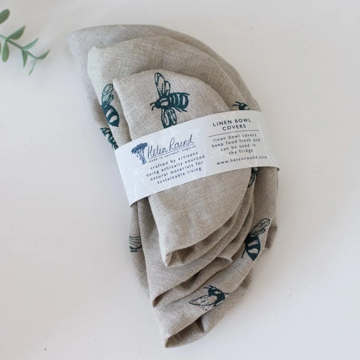 Bee Reusable Linen Bowl Covers Set