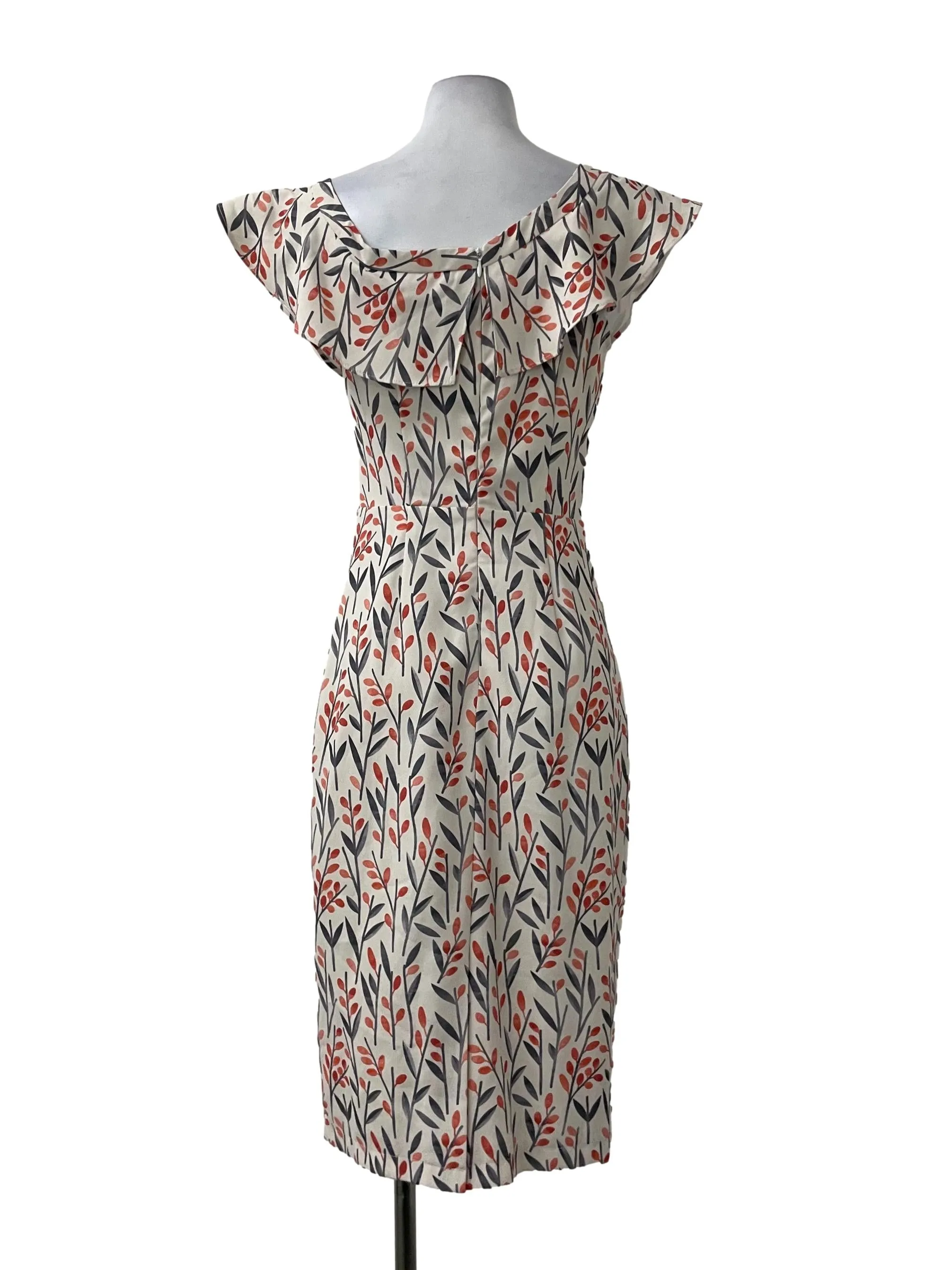 Beige Patterned Off Shoulder Dress